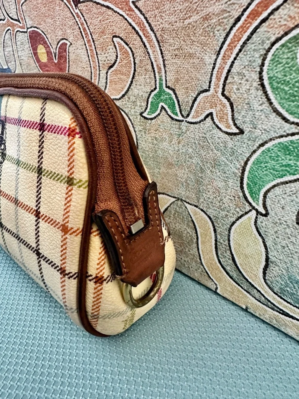 Coach Tattersall Blue Stripe Beauty Case/Cosmetic Bag